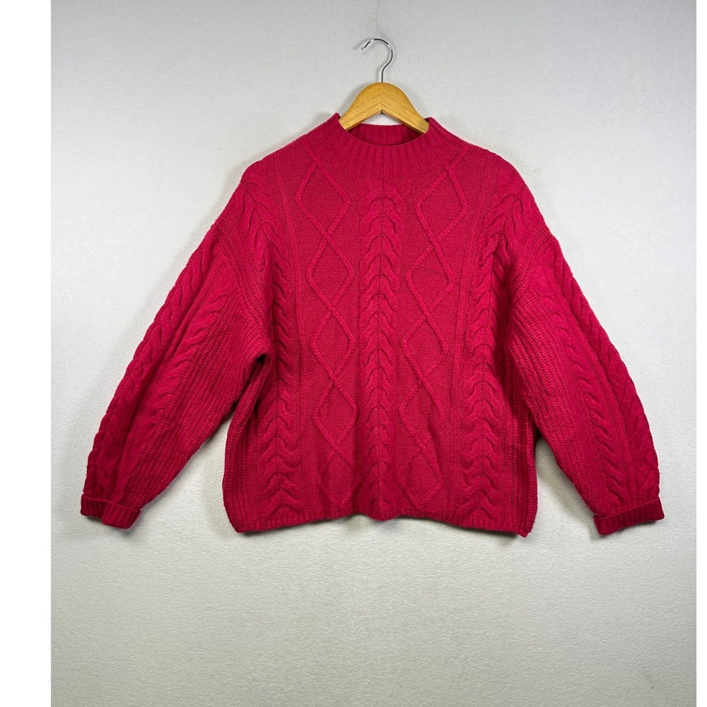 Old Navy SoSoft Cable Knit‎ Sweater Womens Medium Mock Neck Relaxed Pullover